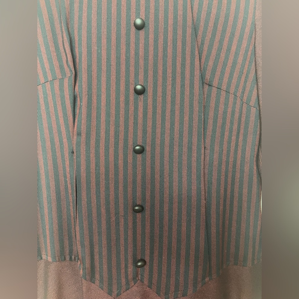 Vintage 60s Vicky Vaughn Junior Burgundy & Black Stripe Mod Dress Size 11 Tagged - Picture 5 of 9